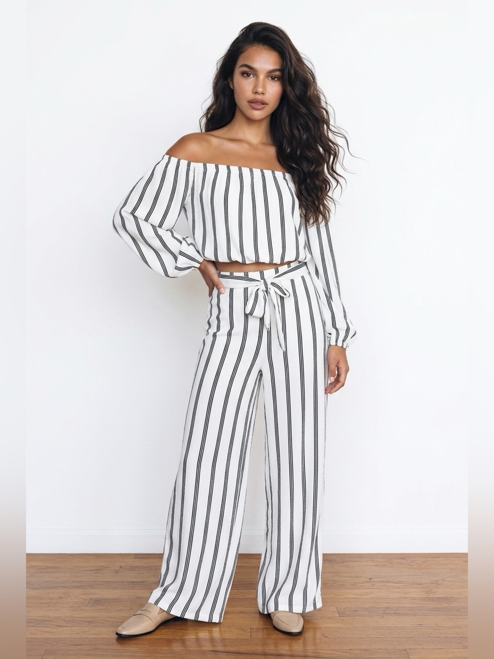 Off shoulder strap two piece pant set